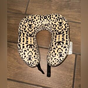 NIB Health Touch Memory Foam Neck Massager with a leopard print design